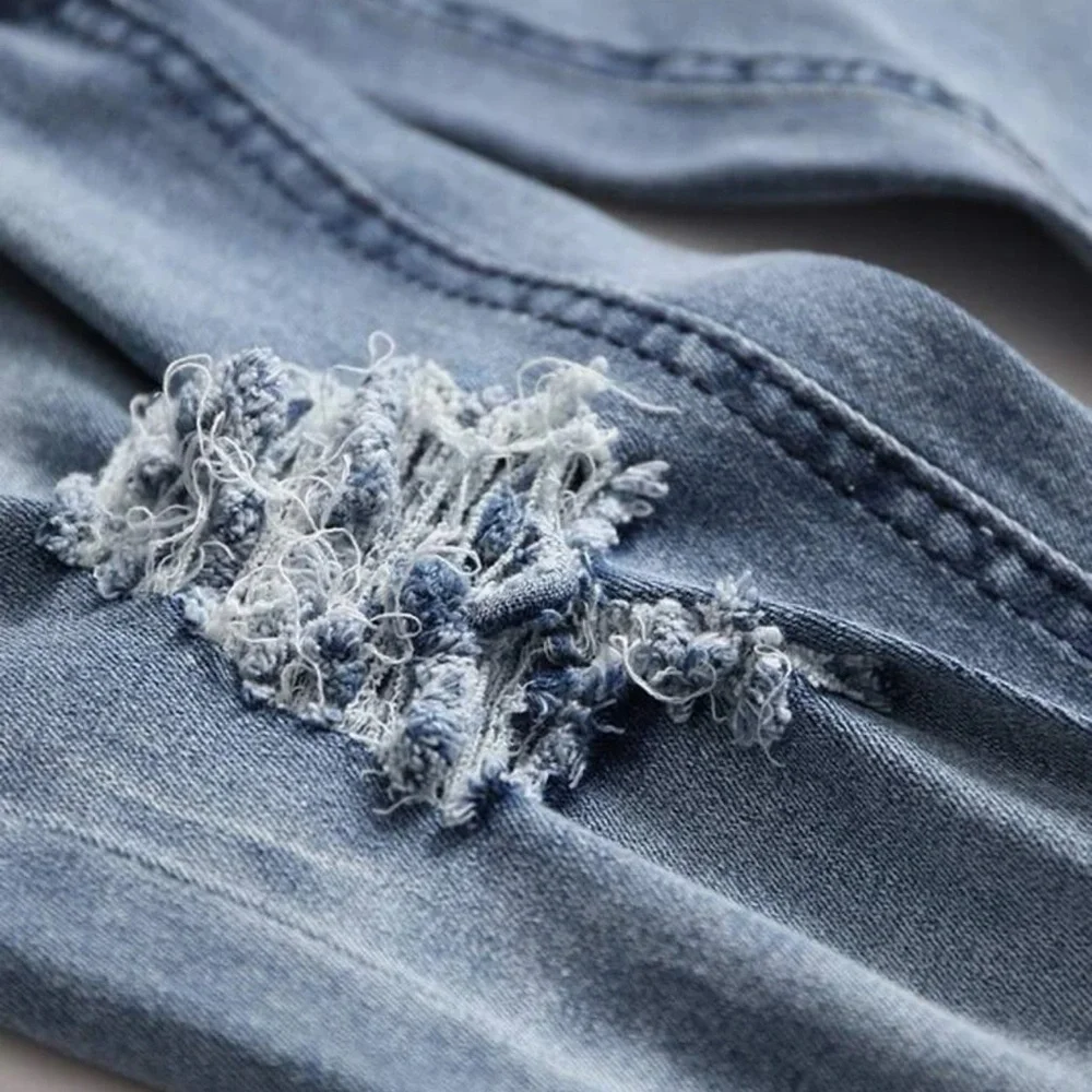 Manfinity Homme Men Cotton Distressed Skinny Leg Denim Overalls - Picture 5 of 8